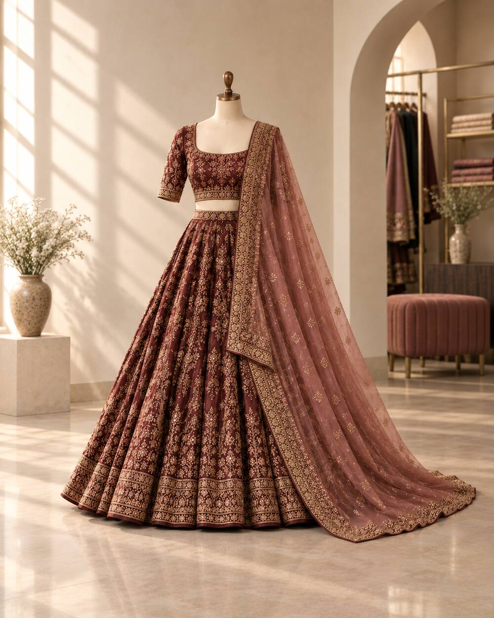 Wine Bridal ensemble